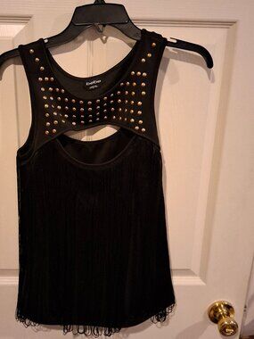 Bebe fringe and leather top